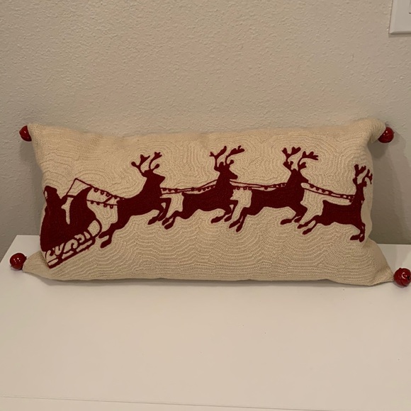 Pottery Barn Holiday Pottery Barn Christmas Pillow Cover Of Santa Sleigh With Bells Poshmark